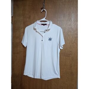 Greyson Clothiers Mens Large White Performance Golf Polo Shirt Crest Logo L